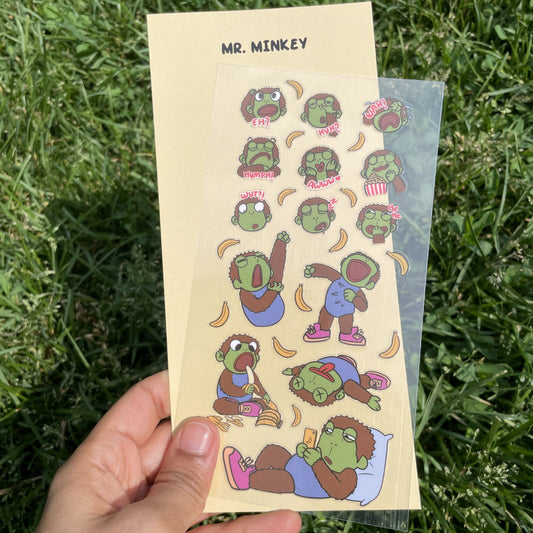 Mr. Minkey transparent sticker sheet