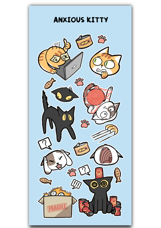 Anxious cat -  sticker sheet
