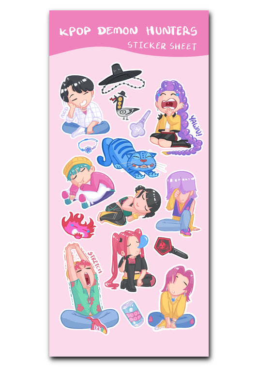 KDH sticker sheet - Lazy Kpop demon hunters