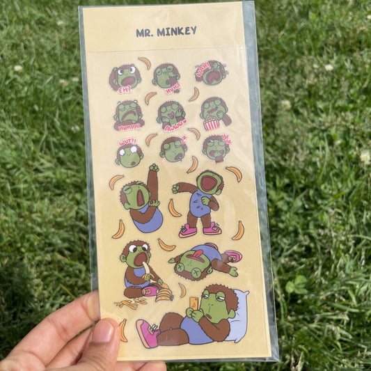 Mr. Minkey transparent sticker sheet